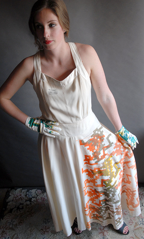 Sanzi Kermes, Textiles, White Wool Strapless